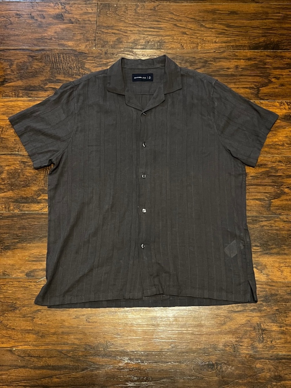 Abercrombie & Fitch Sheer Button Up Shirt Men's XL Brown Summer Camp Lightweight